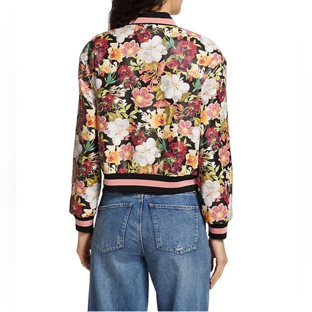 Alice+Olivia Juniper Floral  Keri Vegan Leather Women’s Varsity Jacket Size S - Picture 2 of 8